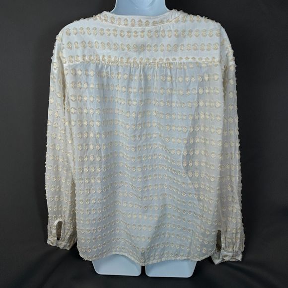 Pilcro Anthropologie Blouse Shirt Cotton Cream Textured Dot Size S NWT - Picture 12 of 14